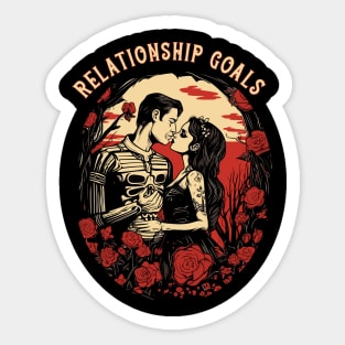 Halloween relationship goals Goth Theme Gothic Skull Emo Sticker